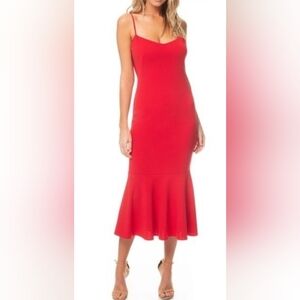 Katie May Papaya Twirl Crepe Open Drape Back Mermaid Dress - Size M